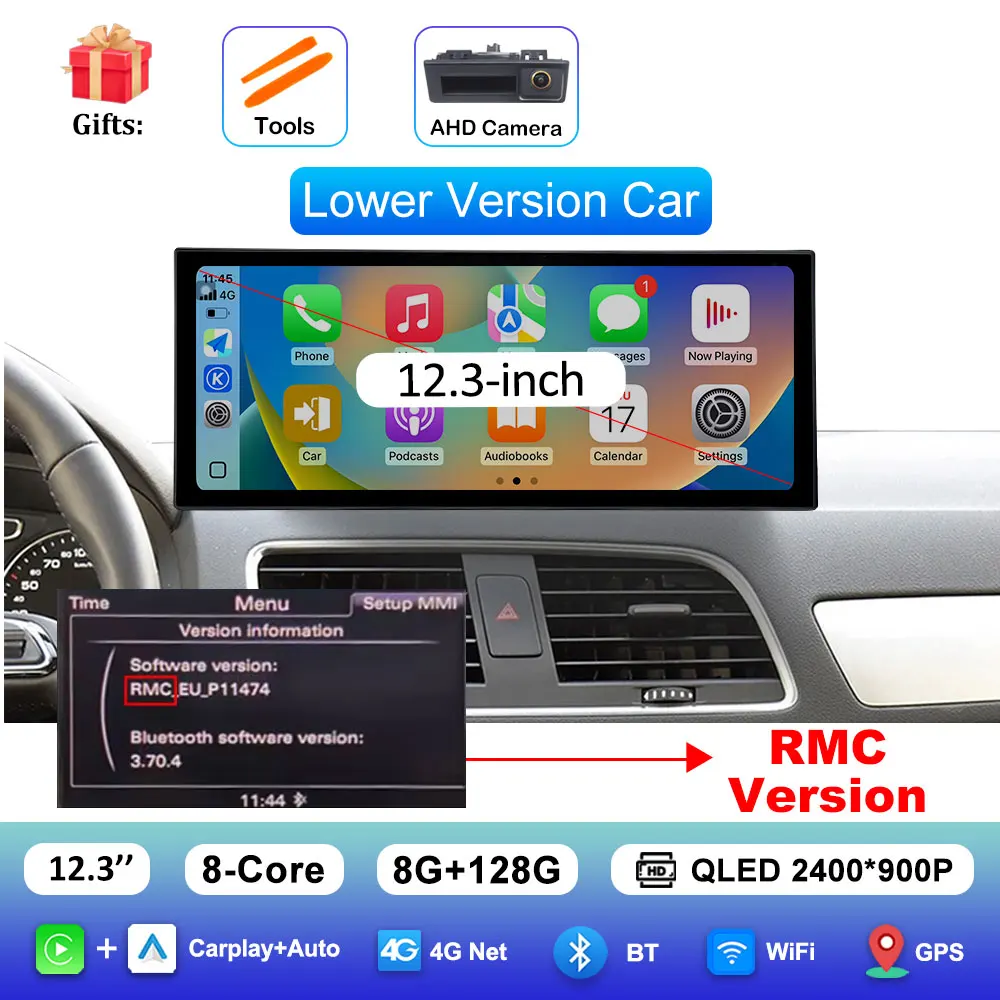 Draadloze Carplay 4G Android 16 voor Audi Q3 2013 - 2018 GPS Navigatie Auto Video Multimedia Speler WiFi BT DSP Stereo Auto Gereedschap
