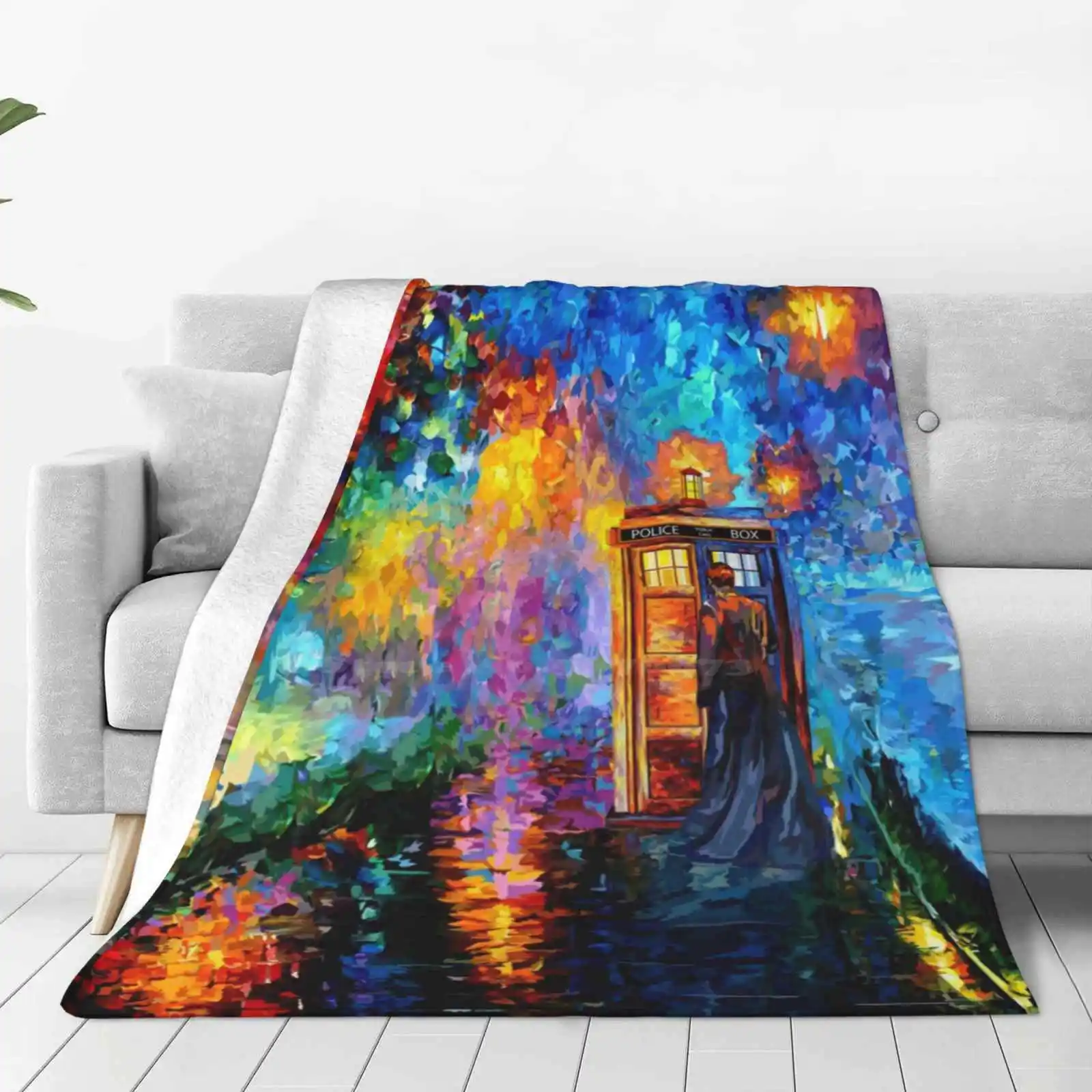 Mysterious Man At Beautiful Rainbow Place Creative Design Comfortable Warm Flannel Blanket Happy Fun British Dreamscape Phone