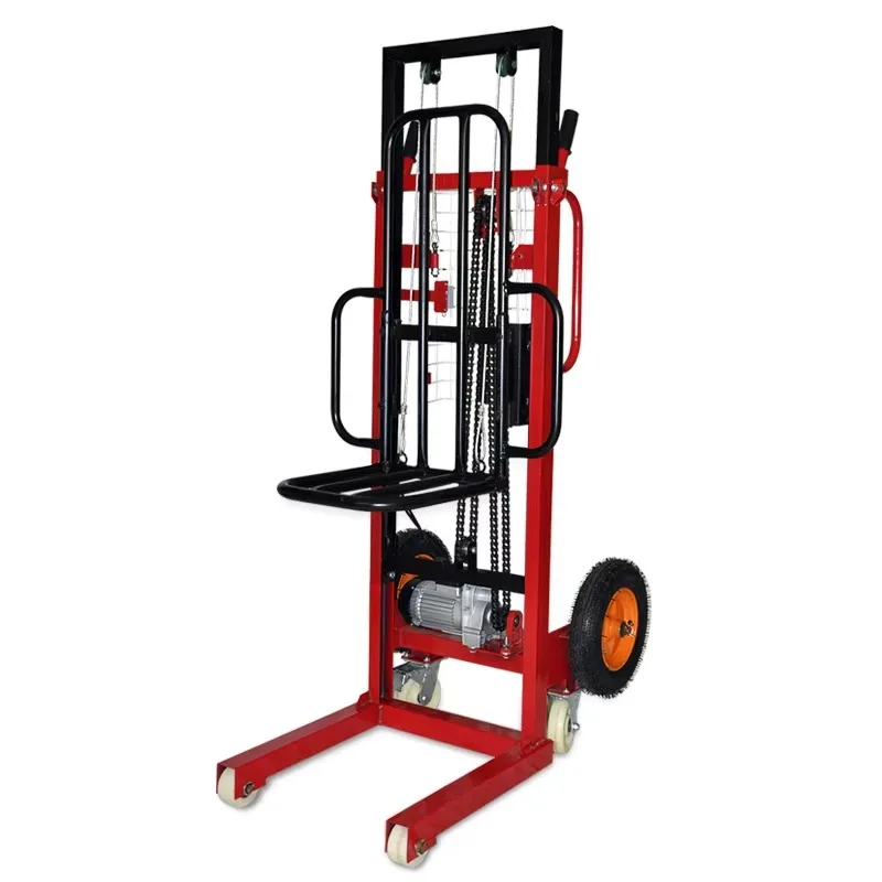 Electric Stacker Tire Lifter Small Electric Forklift Height Lift Warehouse Handling Transport Vehicle For Tire Stack Storage