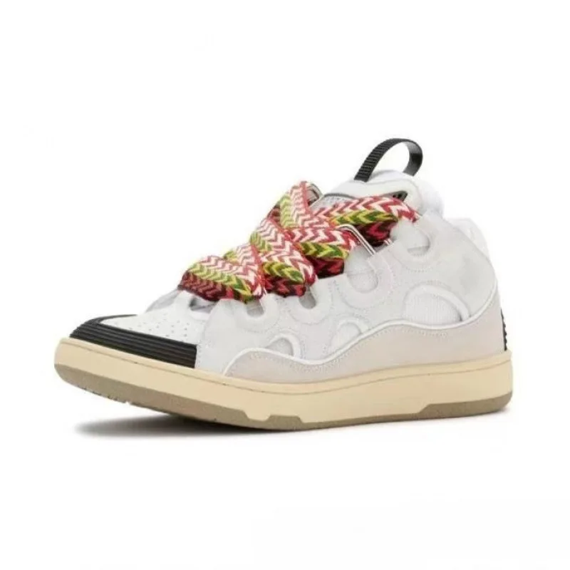 

Men's and women's leather splicing lace up sports and leisure shoes, retro board shoes, new dad shoes