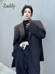 Zadily 2023 Spring New In Gradient Loose Women Blazer Streetwear Oversize Long Sleeve BF Ladies Suit Winter Female Blazers