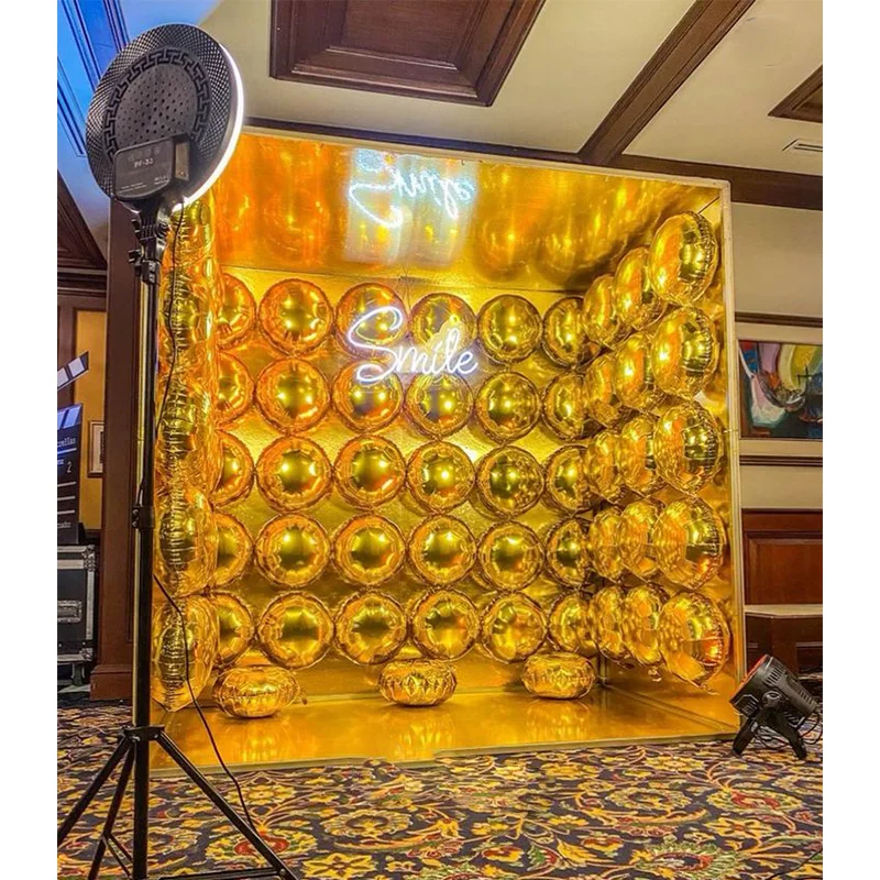 

Изготовленное на заказ зеркало для свадебной вечеринки, украшение коробки для фотобудки, Золотая зеркальная фотобудка для свадьбы и вечеринки