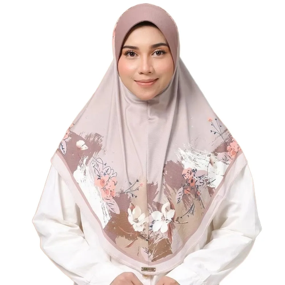 

Flower Eid Al-Fitr Long Floral Turban Chiffon Multiple Colors Printed Arab Lady Headscarf Long Scarf Elastic Head Wrap Women