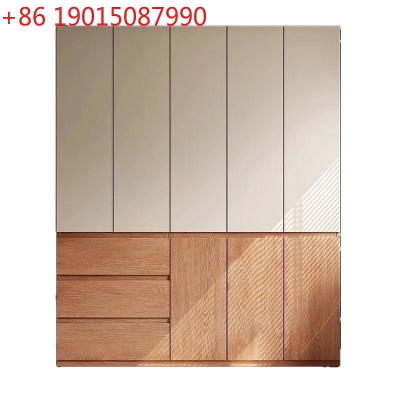 خزانة ملابس كاملة من خشب البلوط، باب من الخشب الصلب إلى أعلى خزانة غرفة النوم المنزلية العتيقة، خزانة ملابس مجزأة حديثة وبسيطة