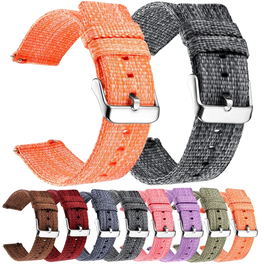 20 18 22 24mm Nylon Band for Samsung Galaxy 46 42mm Watch 3 Gear S3 Active 2 Frontier Wrist Sport Woven for Huawei Watch Amazfit