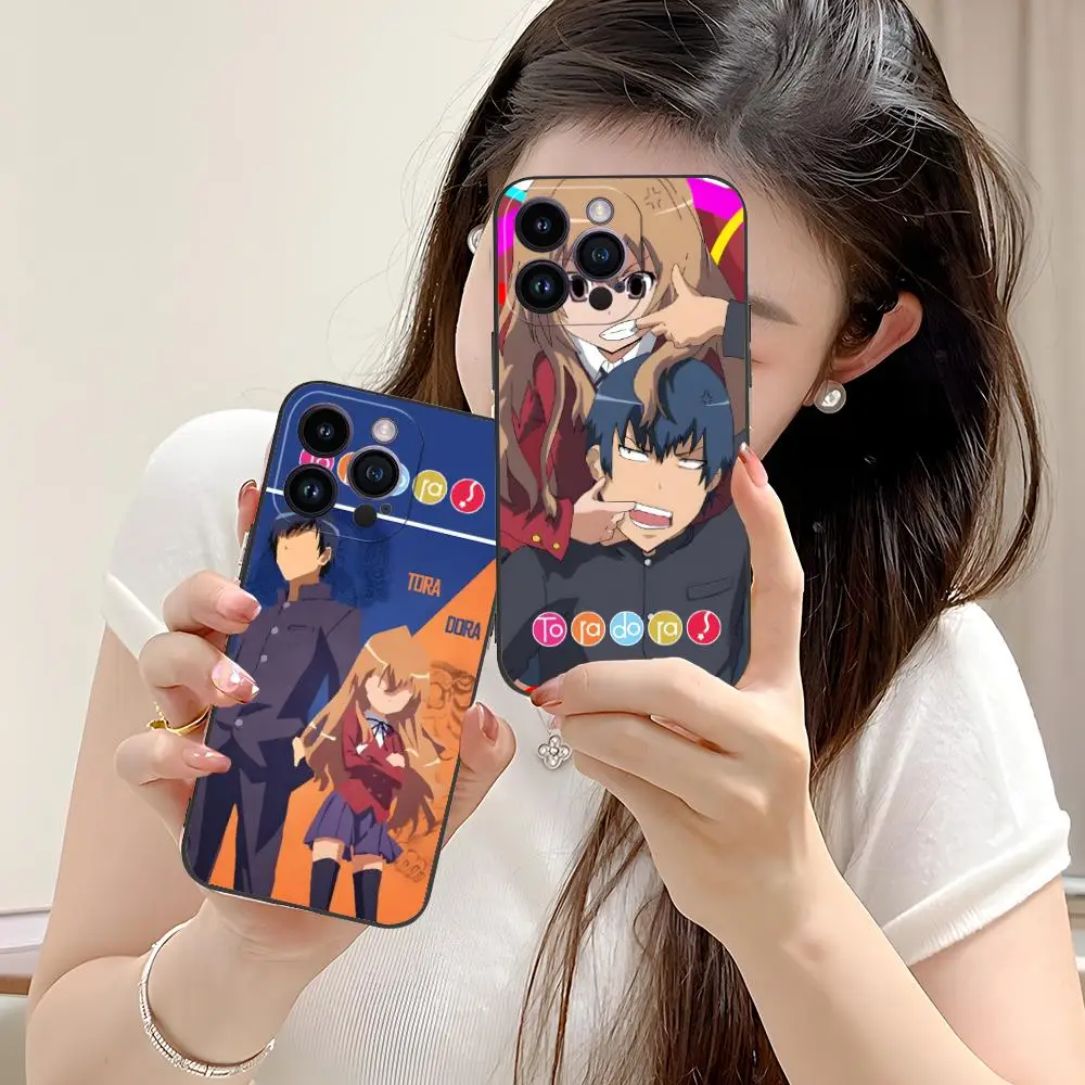 

Красивый чехол для телефона Toradora Anime для iPhone 16, 15, 14, 13, 12, 11 X XR XS 8 7 Pro Max Plus, мини-черный, роскошный, красивый для смартфона