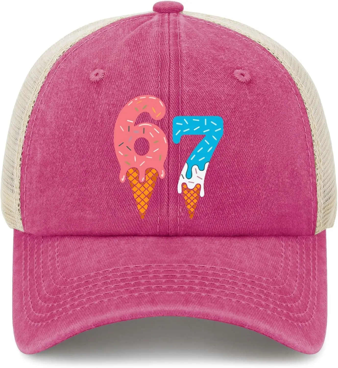 Colorful 67 Birthday I was Now Im 67 Hat for Mens Stylish Washed Distressed Baseball Cap