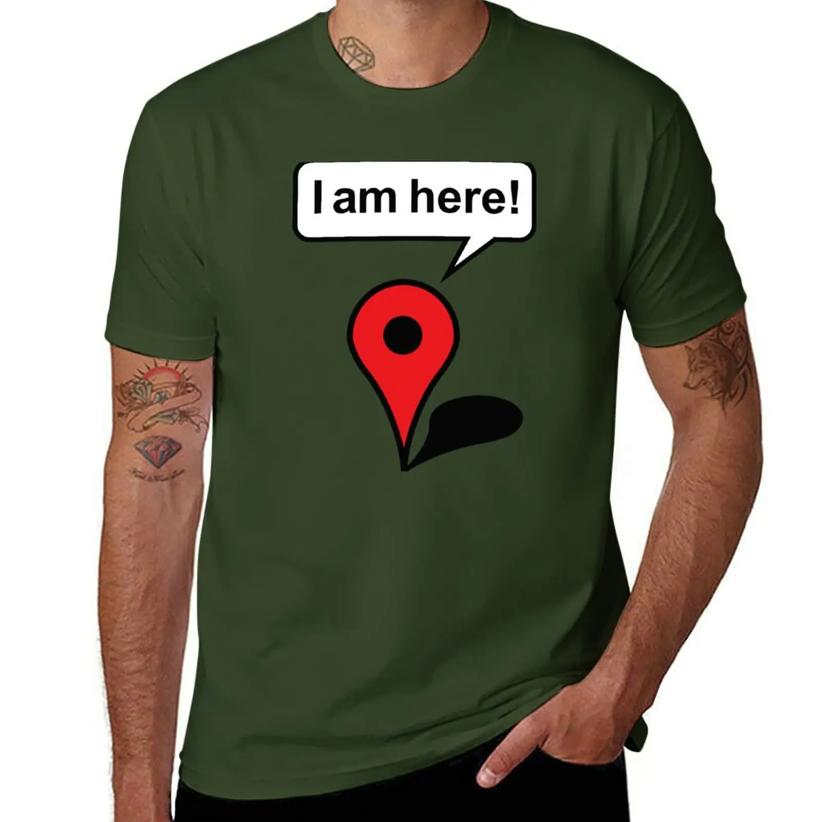 New I am here! Google Maps T-Shirt anime blank t shirts T-shirt short men t shirt