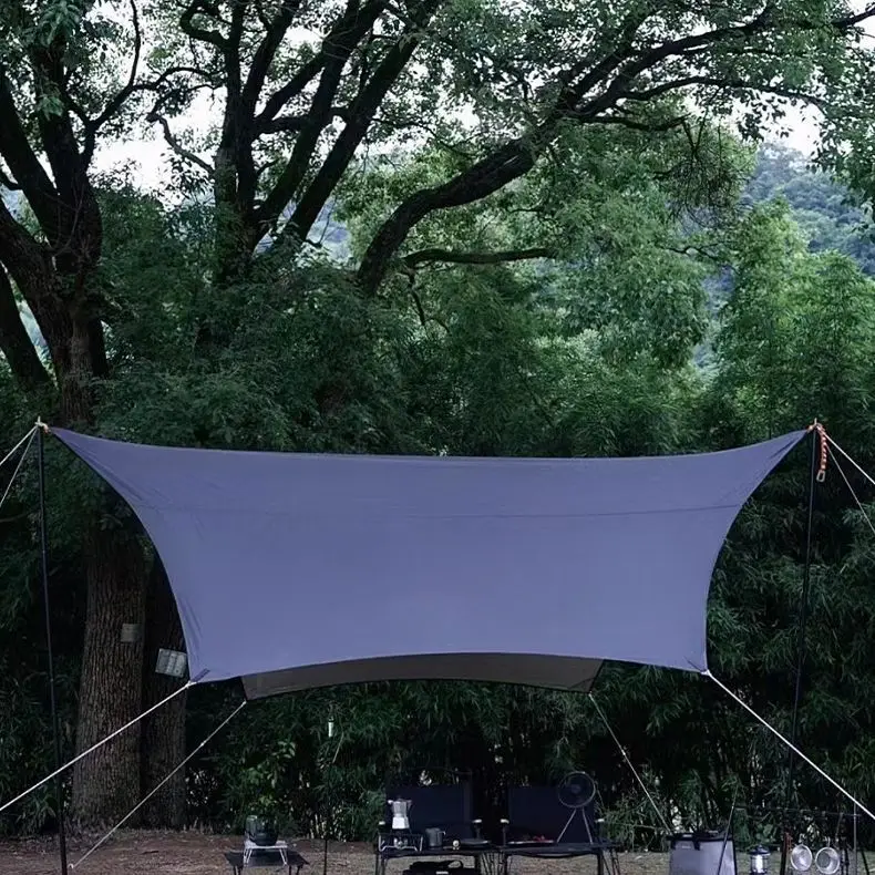 Oxford cloth outdoor camping full blackout vinyl canopy tent sun protection octagonal butterfly tent hexagonal awning