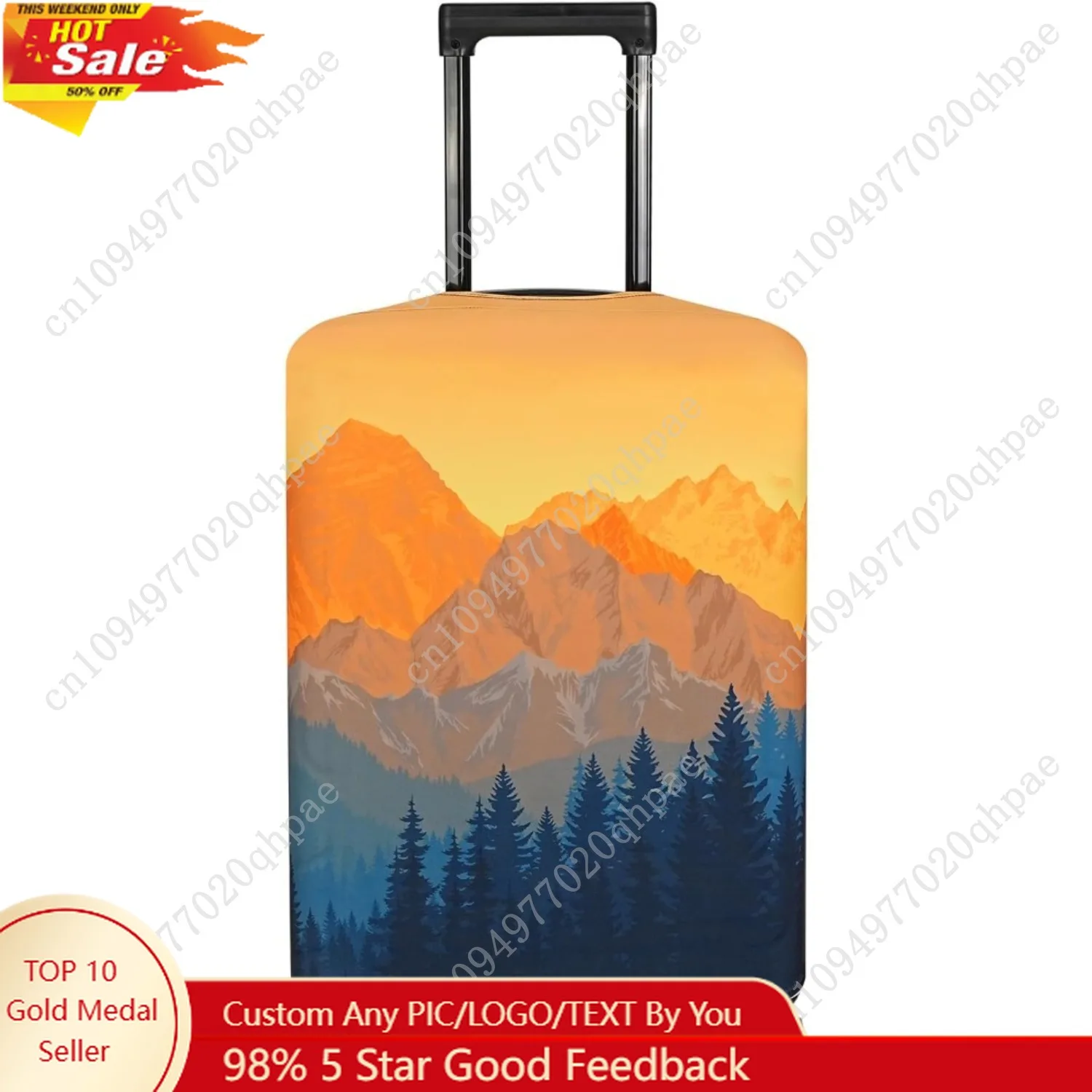 

Explore Land Travel Luggage Cover Suitcase Protector Fits 31-32 Inch Case (Amber Mountains, XL)
