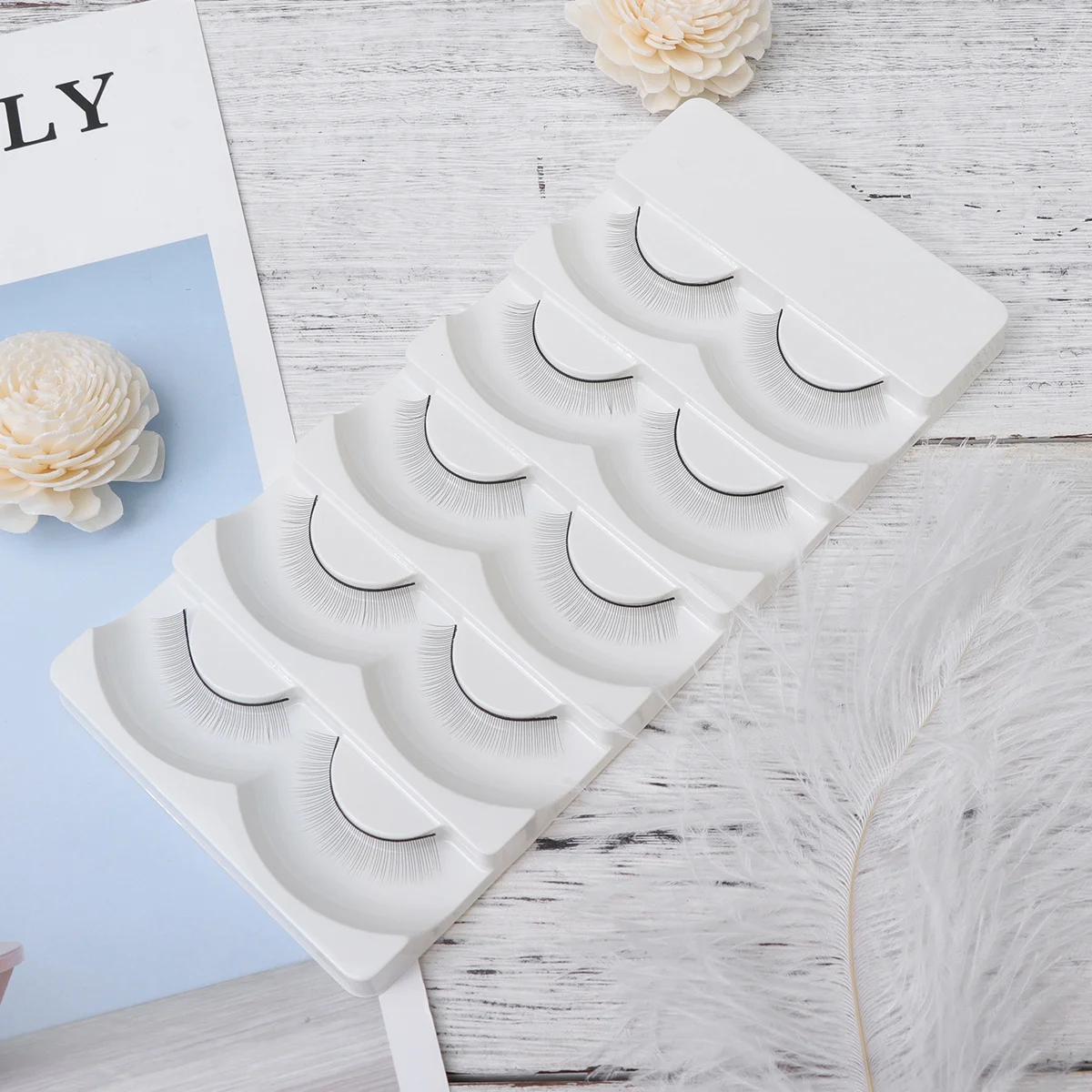 Outils d'extension de cils, faux cils naturels longs et épais, Imitation faite à la main, facile à appliquer, confortable pour la pratique, 5 pièces