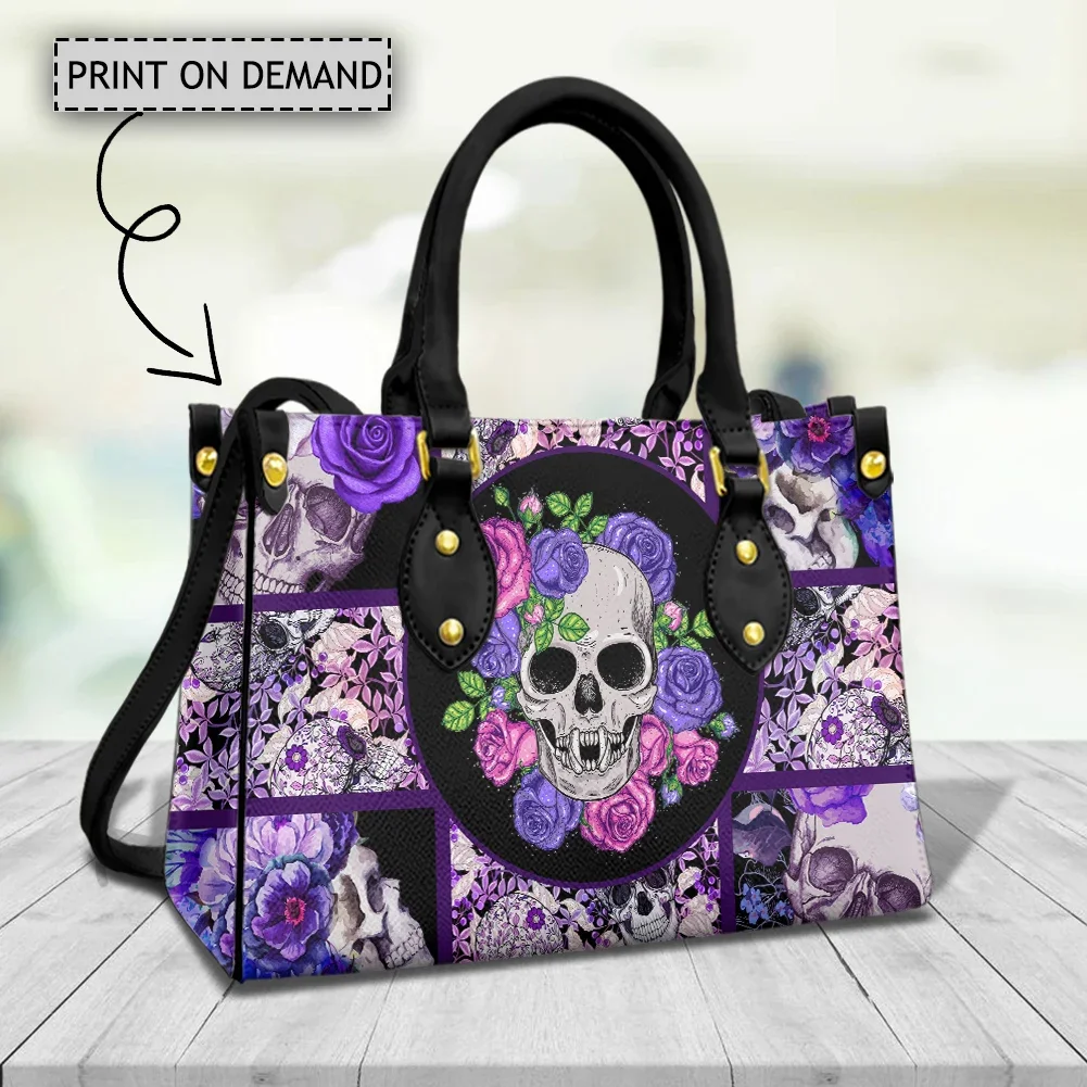 Colorful Skeleton Women Handbags Sugar Skull Leather Top-handle Female Cross Body Bags Woman Messenger Bags for Female Bolsas