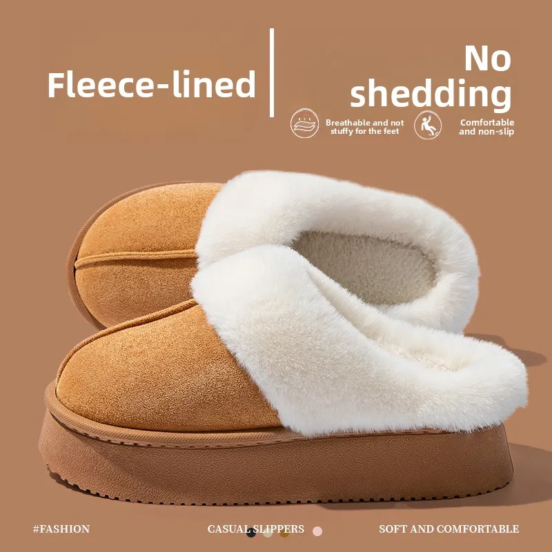 2026 Winter Warme Flache Fell-Hausschuhe für Damen, Kunstwildleder Flauschige Pelzige Hausschuhe, Bequeme Rutschfeste Innen-Boden-Baumwollschuhe – Detail 13