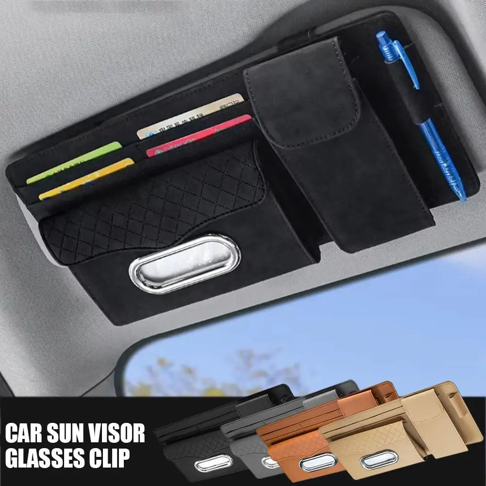 

Multifunctional Car Sun Visor Clip with Glasses Ticket Sunglasses Card Saving Bag Installation Easy Space Holder Clip Tissu B5M5