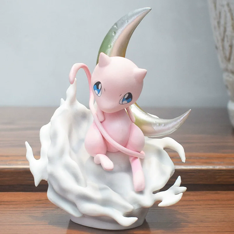 

14cm Anime Pokemon Figurine Cartoon Mewtwo Moon Scene PVC Collection Ornament Model Toys Birthday for Children Kids Gifts
