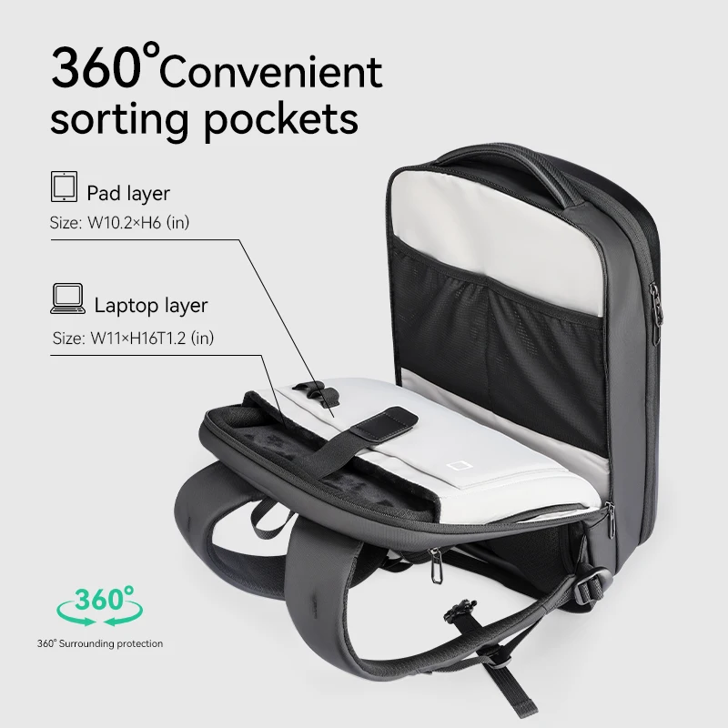 حقيبة ظهر MARK RYDEN للرجال مقاومة للماء من مادة EVA حقيبة كمبيوتر محمول للسفر