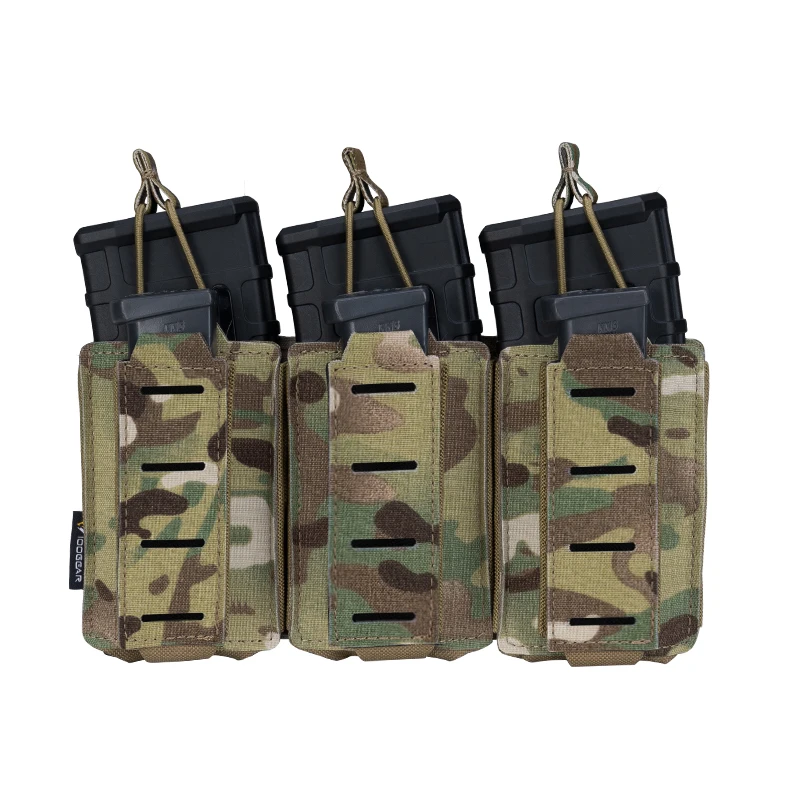 

IDOGEAR Tactical LSR 9mm 556 Mag Pouch Triple Mag Carrier MOLLE Pouch Laser Cut Airsoft Multi-pocket ammo belt 3570