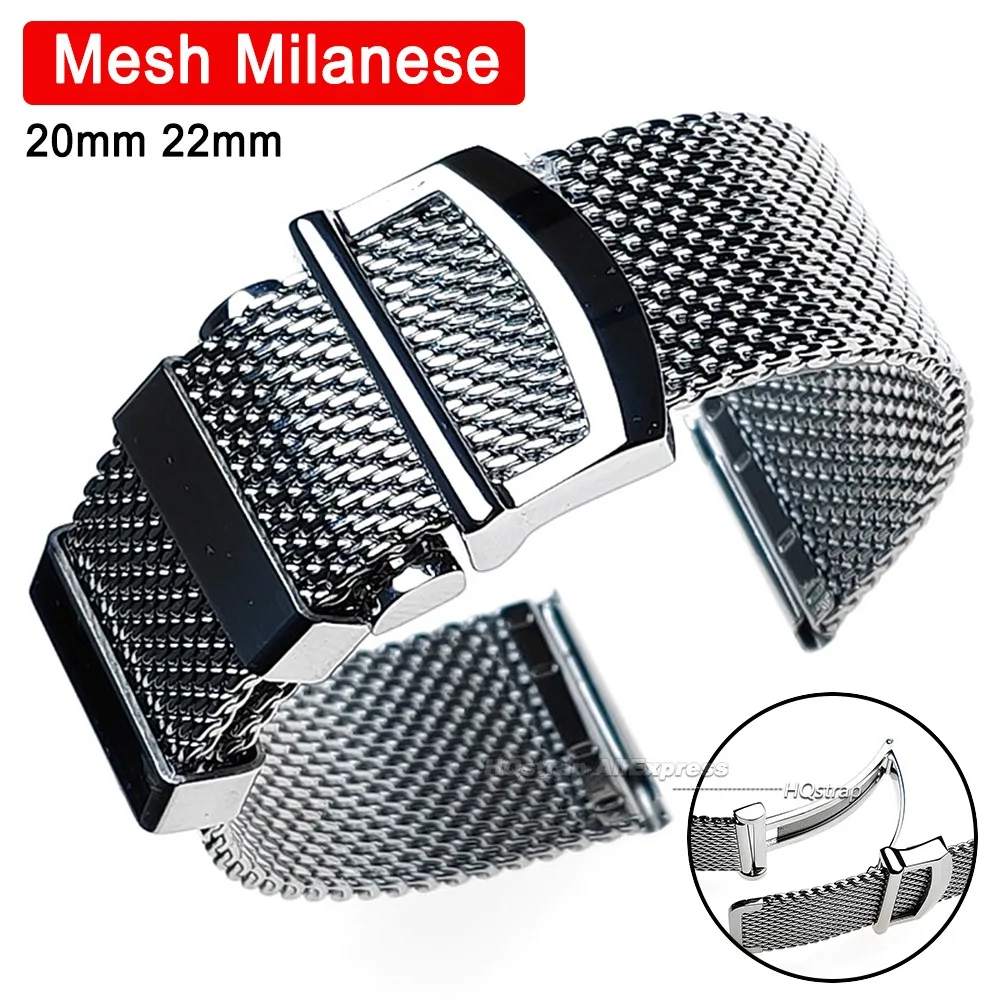 

Миланский ремешок 20 мм 22 мм для Huawei Watch GT6/5/4, универсальный браслет 1,0 мм, сетчатый ремешок из нержавеющей стали для Xiaomi Mi S4 S3