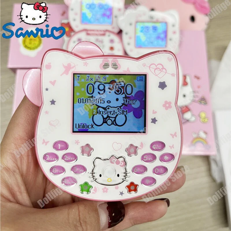 

2024 Sanrio Hello Kitty Mini Phone Cartoon Kids Taiml Kawaii Phone Flip Phone Festival Birthday Toys For Children Girls Gifts