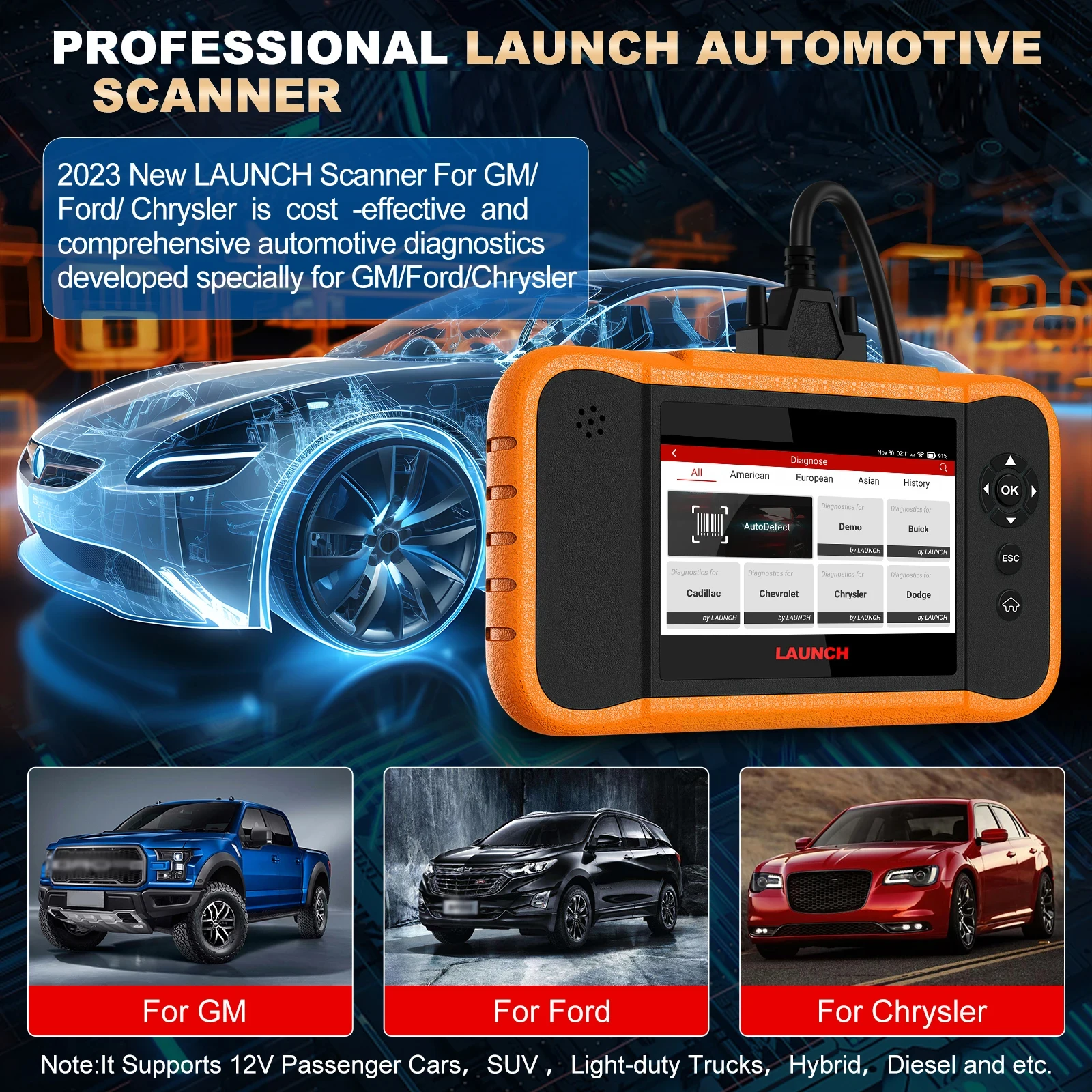 2024 LAUNCH X431 Creader Elite 2.0 FGC Car Diagnostic Tools All System ECU Coding 31+ Service Lifetime Free Update