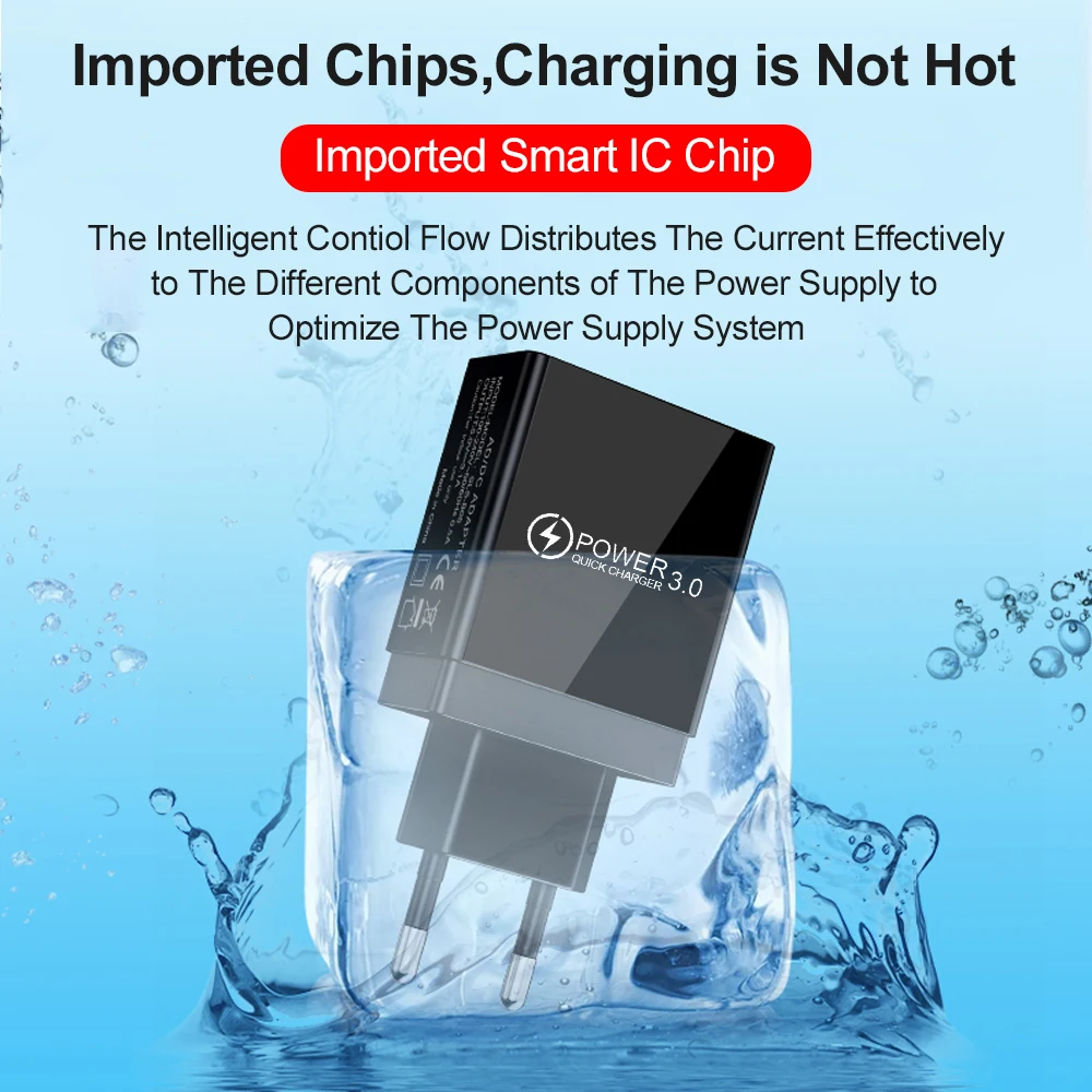 3.1A 3 Ports USB Charger Fast Charging LED Display Phone Charger Adapter For iPhone Samsung Xiaomi Quick Charge 3.0 Wall Charger view 5