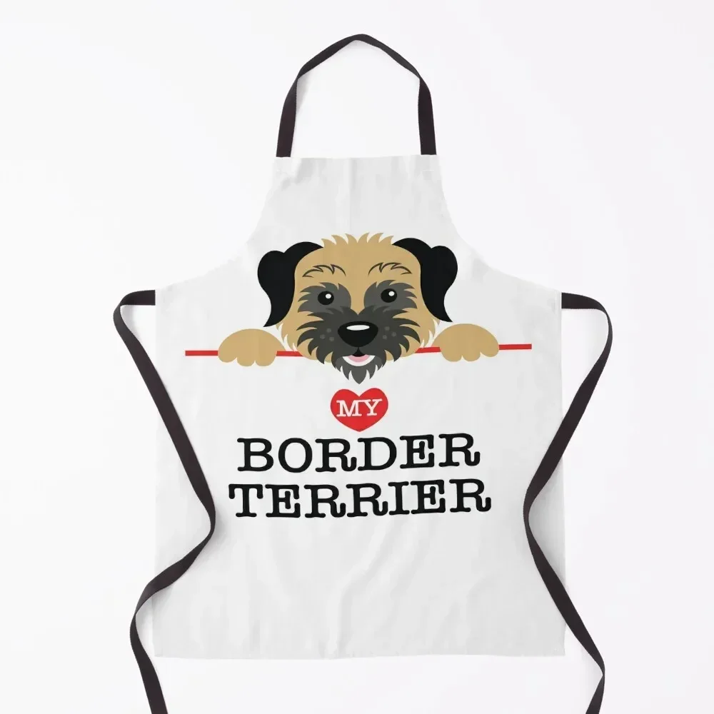 

Border Terrier Apron Waterproof Kitchen For Women work gowns for women cleaning Kitchens Accessories Apron