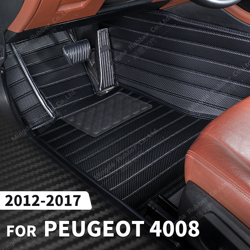 

Custom Carbon Fibre style Floor Mats For Peugeot 4008 2012 2013 2014 2015 2016 2017 Foot Carpet Cover Auto Interior Accessories