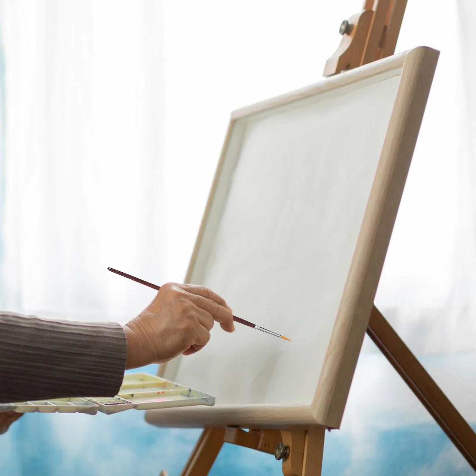 7 قطع من الفرش اليدوية التفصيلية، أدوات شعيرات نايلون ذات طرف رفيع صغير لبطانة فنية للأظافر على شكل ألوان مائية من الأكريليك