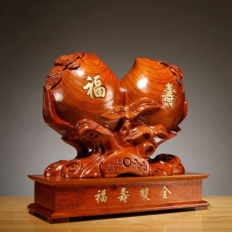 palissander snijwerk Fushou Shuangquan Shou perzik ornament woondecoratie ambachten