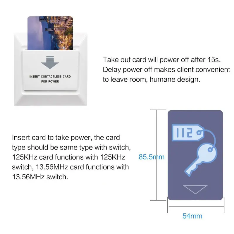 Imagem -06 - Interruptor do Cartão do Hotel 80- 240v 10 Pcs Tensão Larga para o Atraso de Tempo 15s 8800w 40a