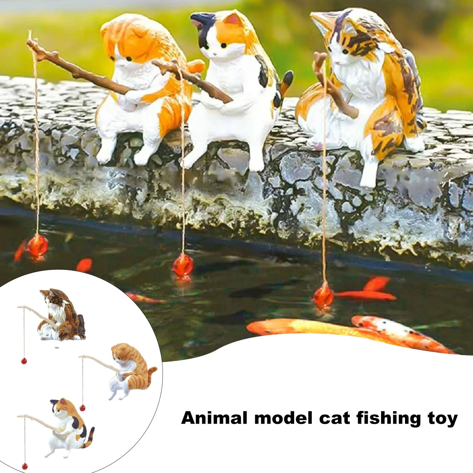 

Fishing Cat Statue Creative Flower Pot Micro Landscape Mini Cute Cat Statue Decor Aquarium Tanks Decor Garden Patio Plant Pot