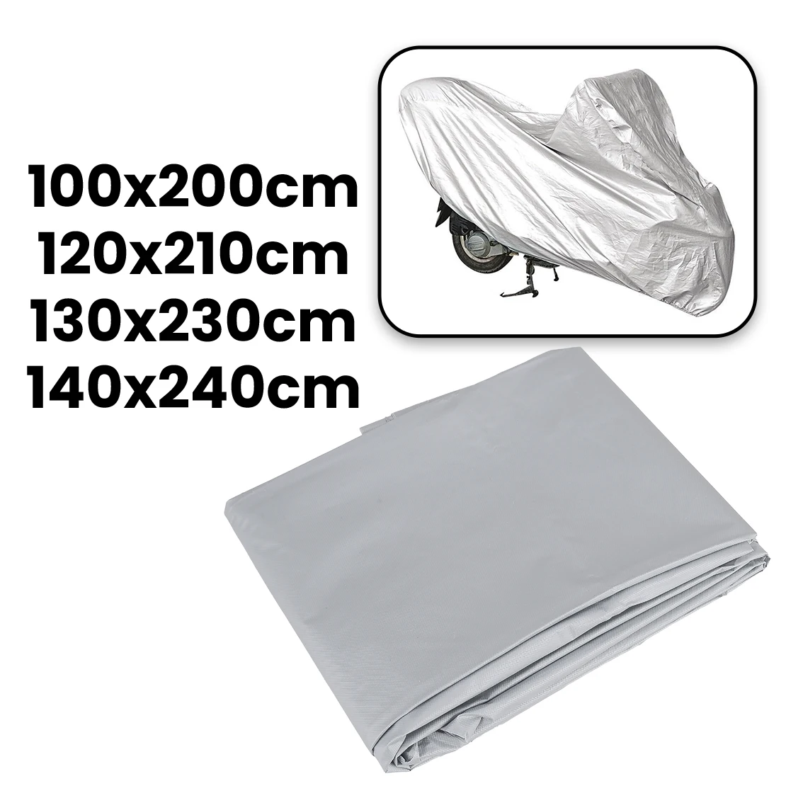 Motorcycle Scooter Bicycle Garage Cover Protector Folding Tarpaulin Waterproof Outdoor 100x200cm/120x210cm Grey PEVA