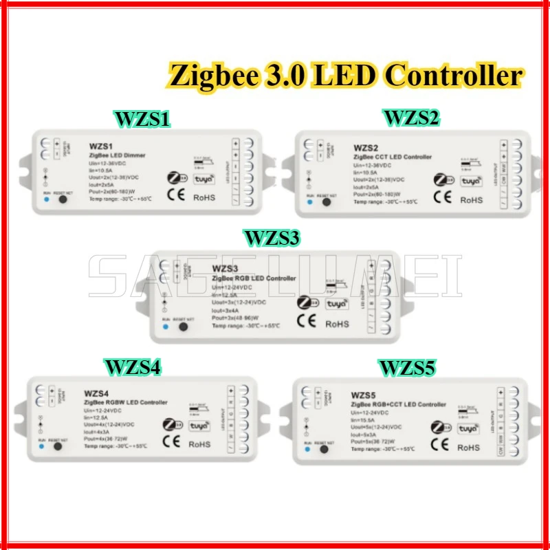 WZS1/2/3/4/5 Zigbee 3.0 DC12-24-36V LED Controller Voice /Google/Alexa control For Single Color CCT RGB RGBW RGB+CCT Led Strip