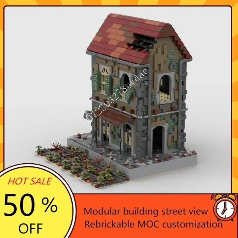 2474PCS Abandoned Train Station Modular MOC Building Model Creative Street View Custom Puzzle Architecture DIY Assembly Toy Gift