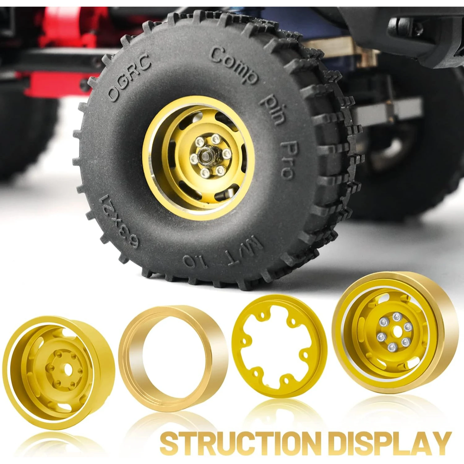 OGRC 1.0 Deep Dish Wheels Rims 32g Heavy Crawler Wheel for TRX4M SCX24 Axial AX24 FMS FCX24 1/18 1/24 RC Accessories Replace