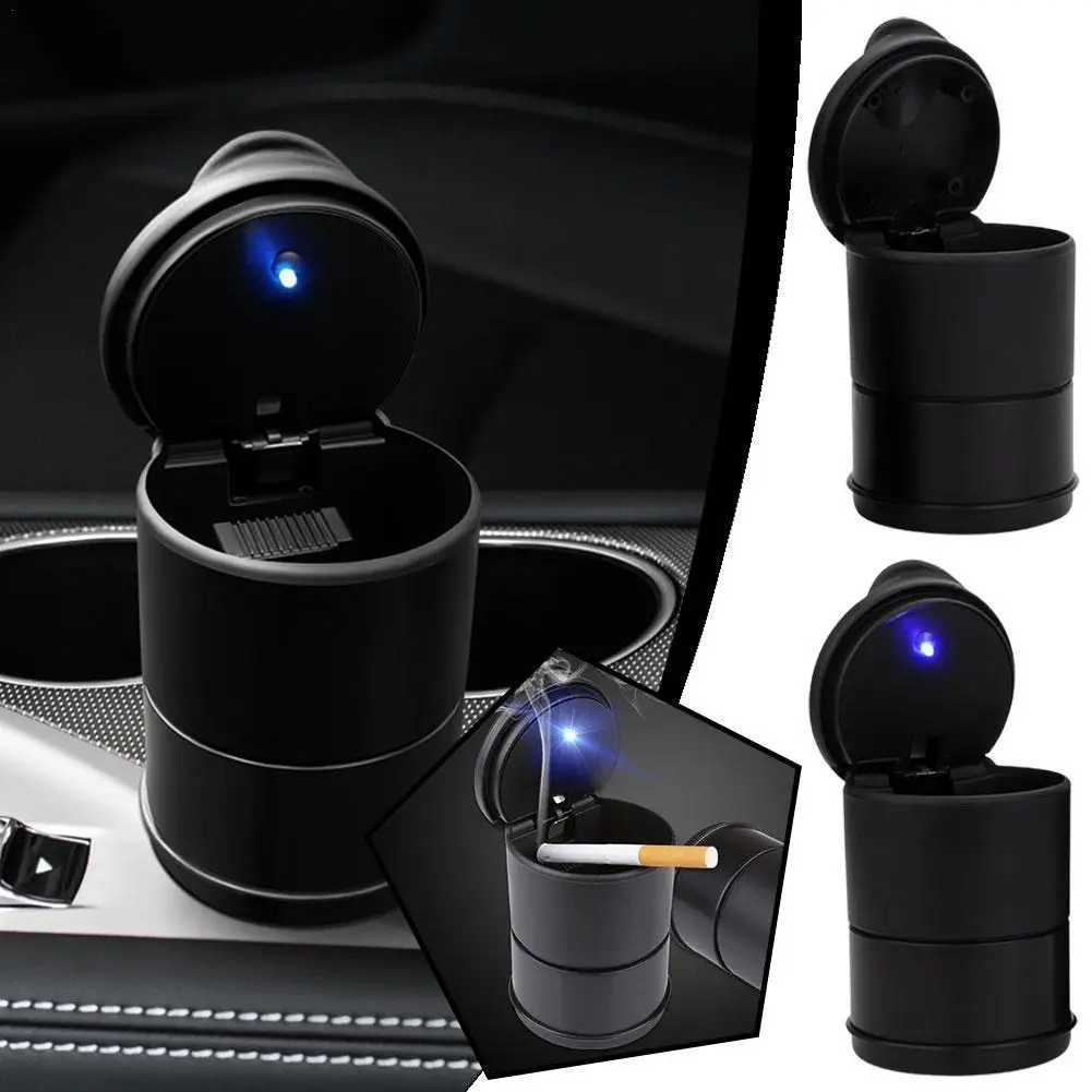 

Universal Car Ashtray With LED Light Garbage Coin Storage Cup Container Cigar Ash Tray With Cover Car Styling Accessories