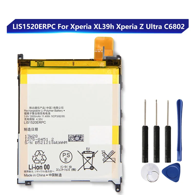 Replacement Battery For Sony XL39h Xperia Z Ultra C6802 Togari L4 ZU C6833 LIS1520ERPC Rechargeable Battery 3000mAh