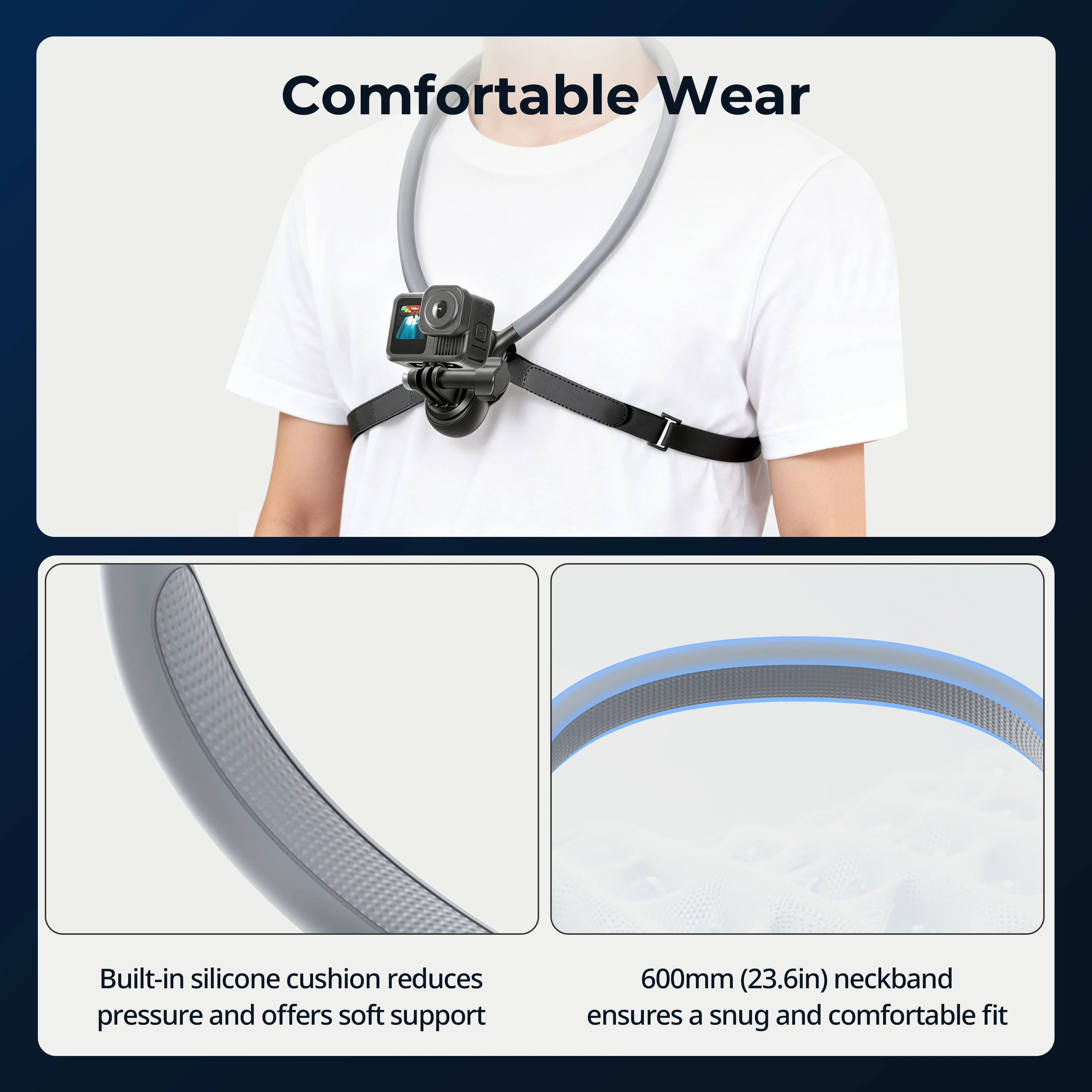 Uchwyt na szyję SmallRig do kamer sportowych GoPro, Insta360, DJI OSMO Action, uniwersalny z paskiem -5596 — zdjęcie produktu 5