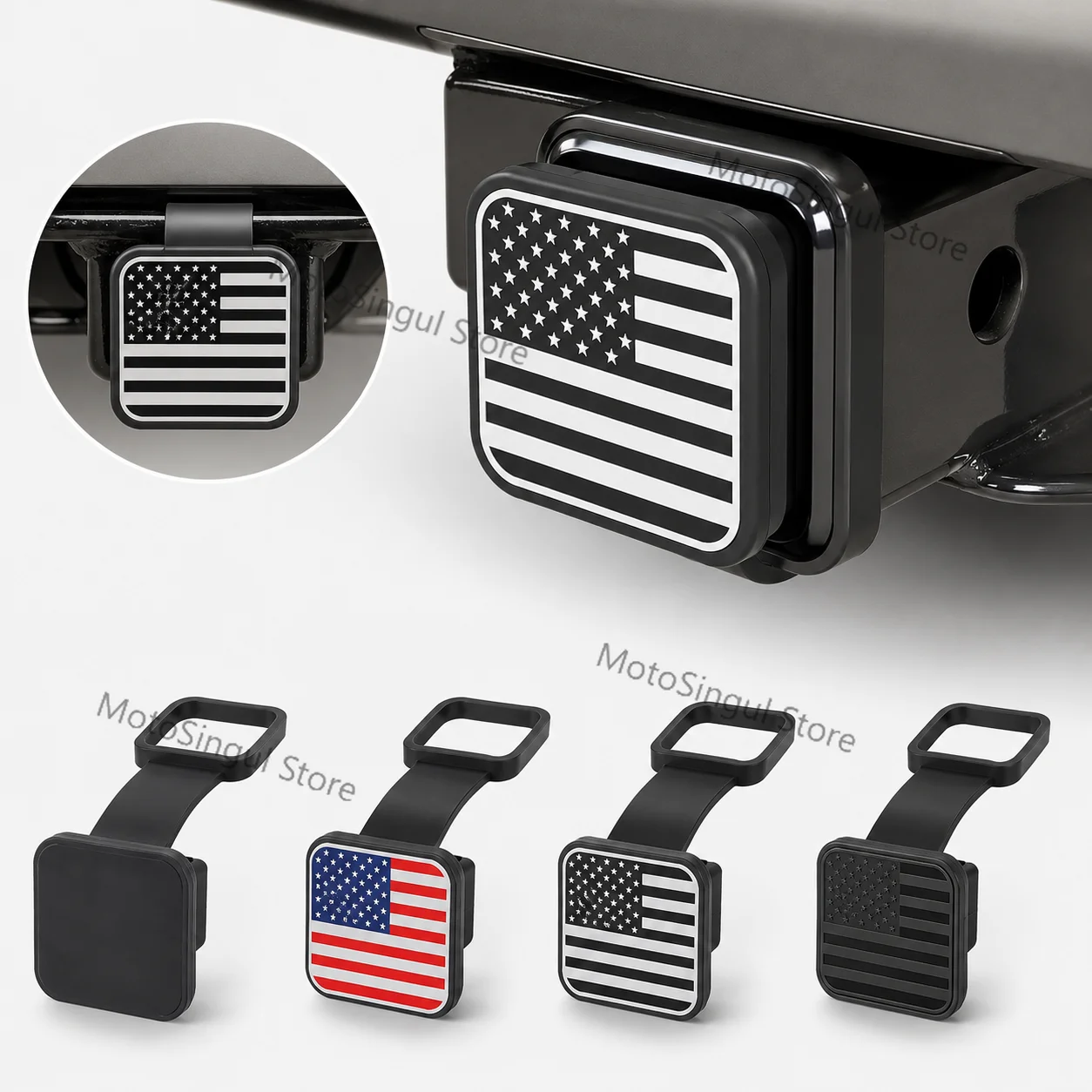 Trailer Hitch Receiver Cover Plug Waterproof Tube Cap Protector Dustproof 2 Inch Receiver Rubber Auto Square Plug Tow Hook Cover