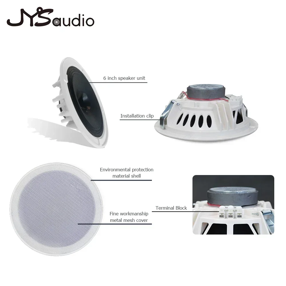 6 inch Passive Ceiling Speaker 15W Home Theater Sound System Public Address Stereo Narrow Loudspeaker for Residential Hotel Inn