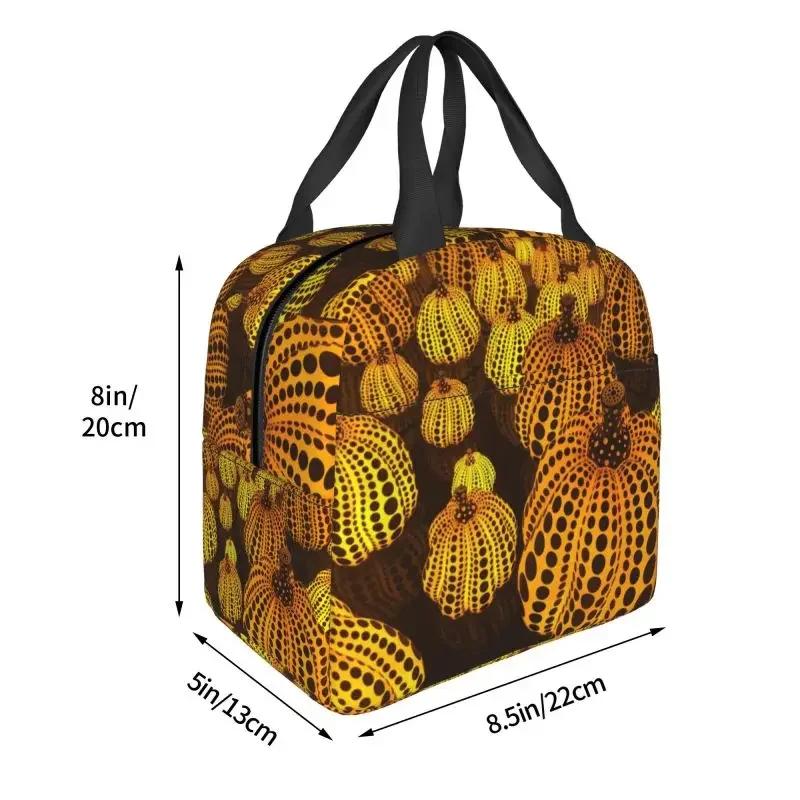 

Abstract Art Yayoi Kusama Pumpkin Insulated Lunch Tote Bag for Women Aesthetic Resuable Cooler Thermal Bento Box School