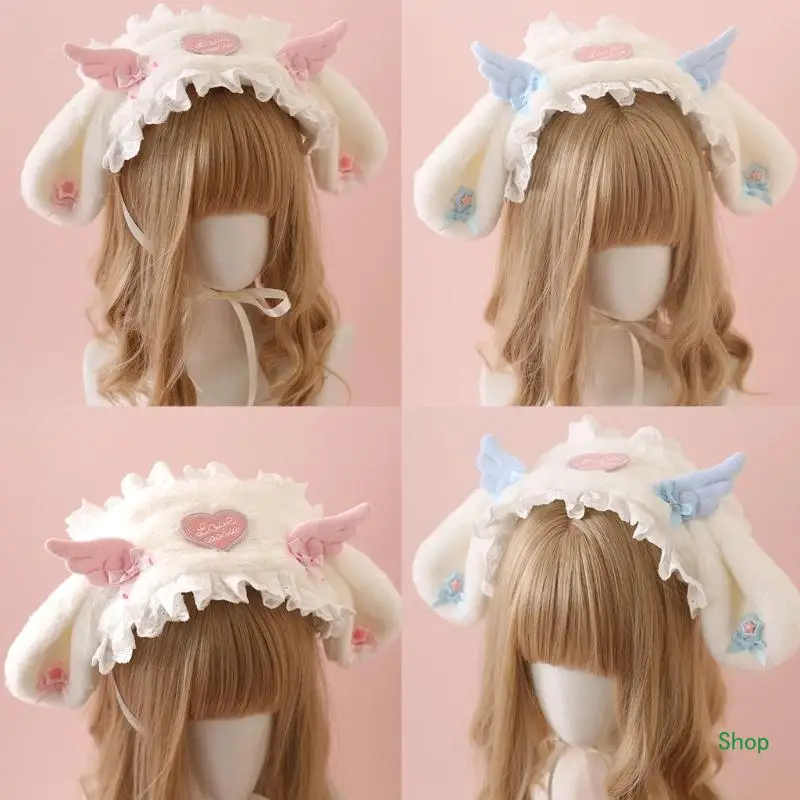 Dropship ผู้หญิงลูกไม้ Headdress โบว์ริบบิ้นภาษาฝรั่งเศสคำแถบคาดศีรษะแม่บ้าน COSPLAY Props