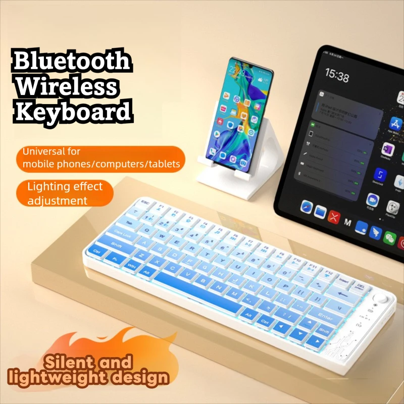 Thin Silent Bluetooth Keyboard  Ice Crystal Transparent Rechargeable Suitable For Apple Huawei Lenovo Computer Universal