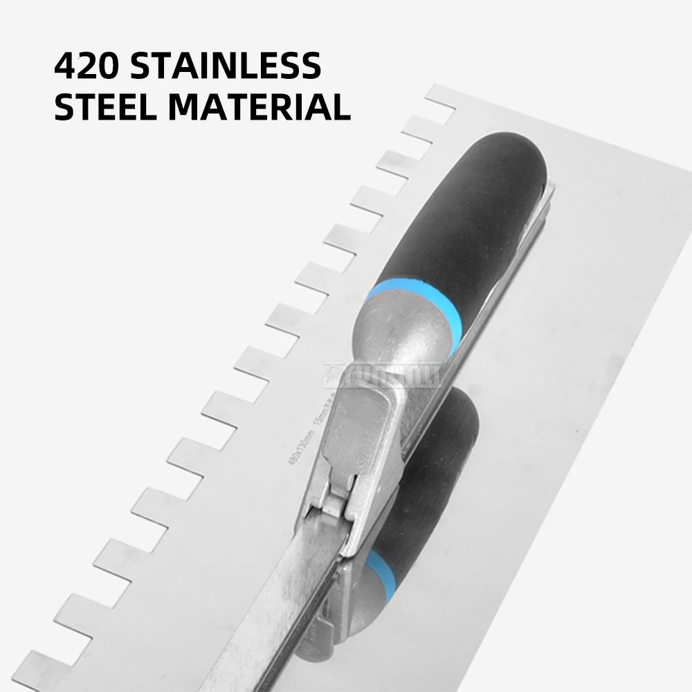 2026 Stainless steel large spatula Serrated spatula Plaster, plasterer, spoon, trowel Tile laying ash scraper