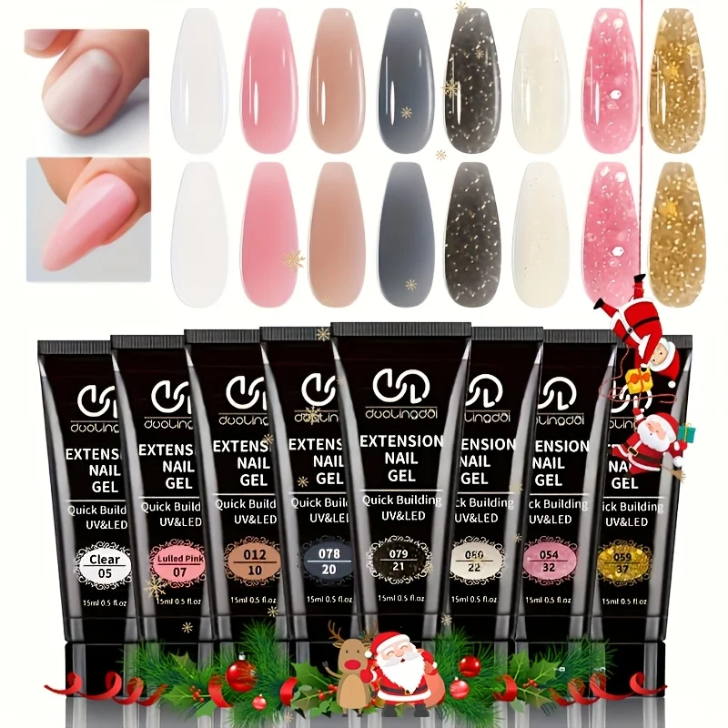 

Poly Nail Extension Kit, 8 Colors Pink Nude Poly Nail Gel Clear White Glitter Poly Extension Gel Nail Kit Lazy Afternoon Nail