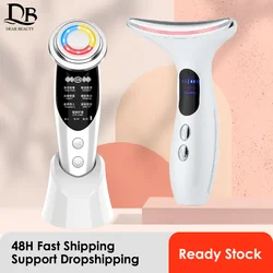 7in1 EMS Face Massager Lifting Beauty LED Face Skin +3 Colors LED Facial Neck Massager Photon Therapy Heating Wrinkle Removal