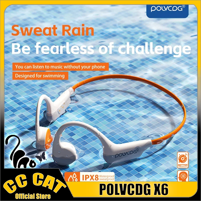 Polvcdg Bone Conduction Earphones Bluetooth Earphones 32gb Memory Ipx8 Waterproof Custom Earphone Swimming Running And Cycling