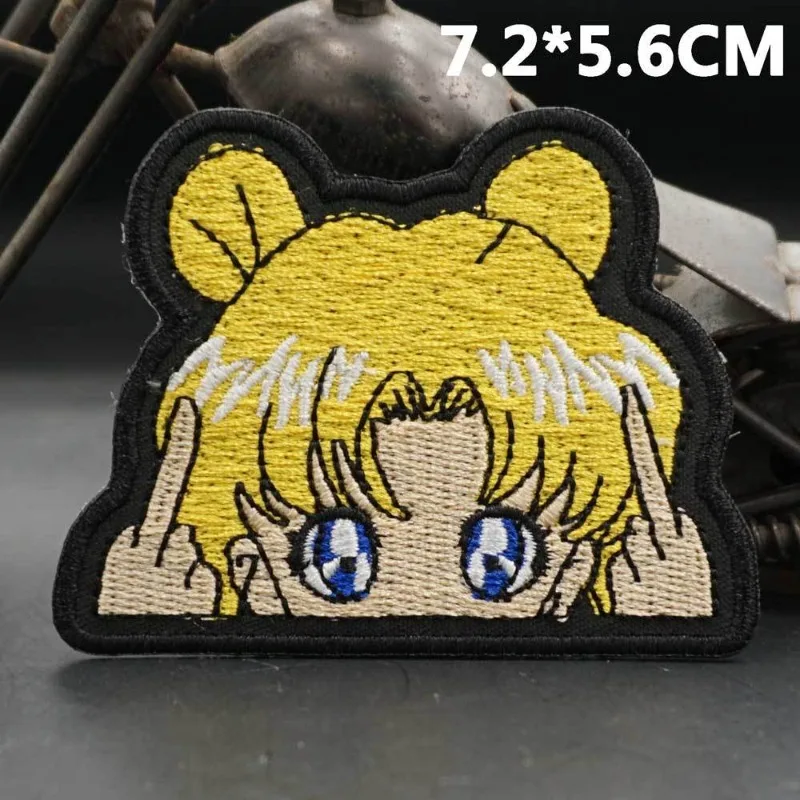 Creative Sailor Moon Animation Peripheral Cartoon Kawaii Embroidery Cloth Stickers Clothes Bags DIY Cloth Stickers Velcro Gifts