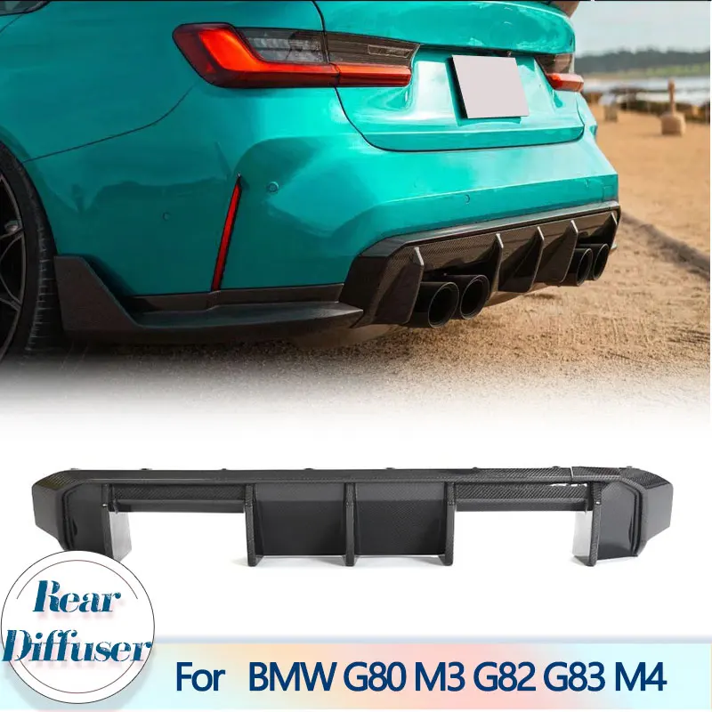 Car Rear Bumper Diffuser Lip Spoiler for BMW G80 M3 G82 G83 M4 2021 2022 Carbon Fiber Racing Rear Diffuser Lip Apron Body Kits