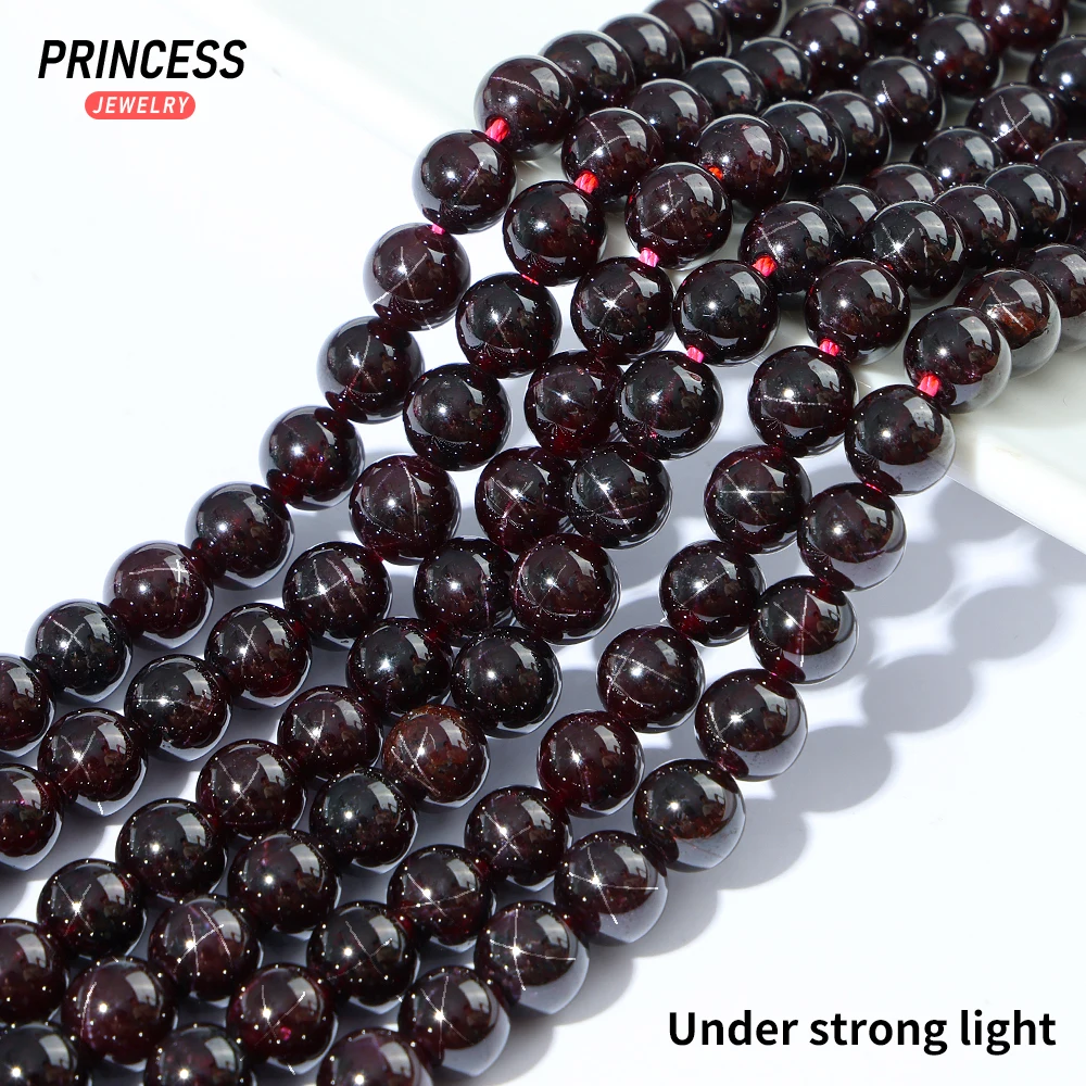 A+++ Natural Star Light Red Garnet 5-10mm Loose Gemstone Beads for Jewelry Making Bracelet Crystal Beads DIY Accessories